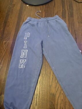 Victoria's Secret PINK Rhinestone Logo Sweatpants in Dusty Blue